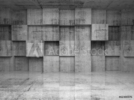 Picture of Abstract empty concrete interior with cubes on the wall